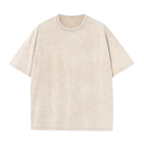 Retro Heavyweight Pure Cotton T-Shirt — Acid-Washed, Distressed, Loose-Fit Casual Top