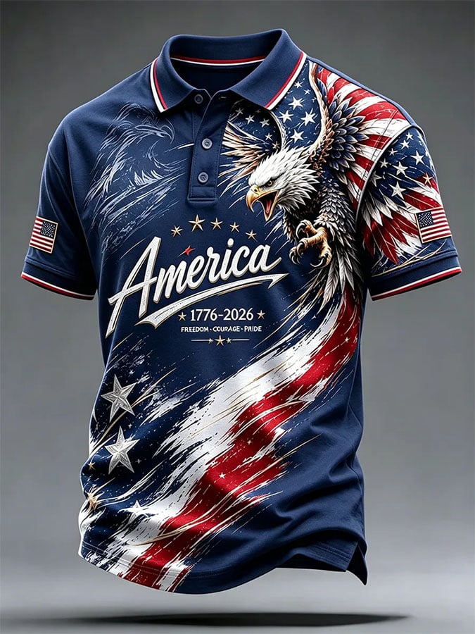 Men's Print Casual Polo Shirt