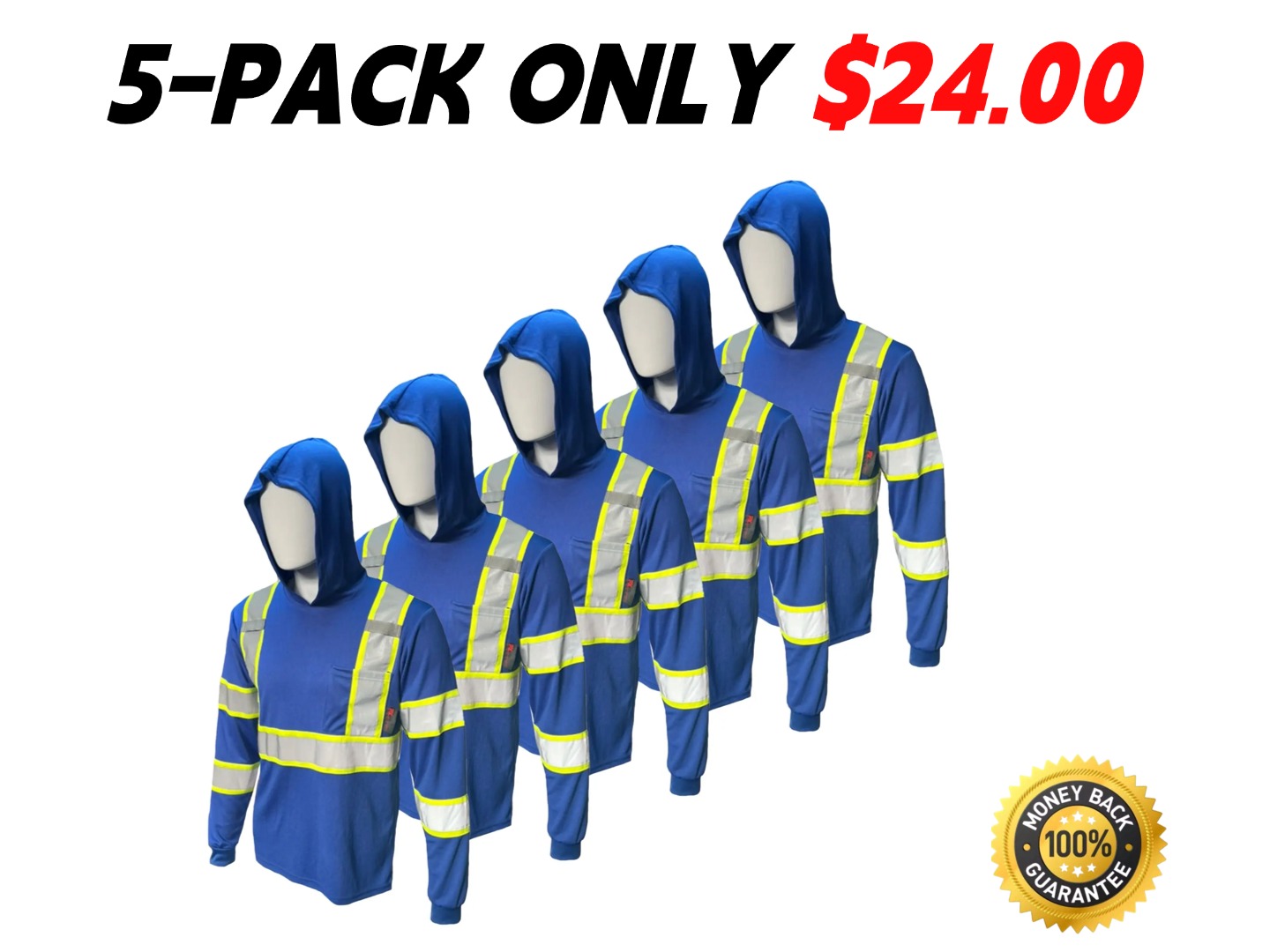 5-Pack High-Visibility Hooded Safety Shirts