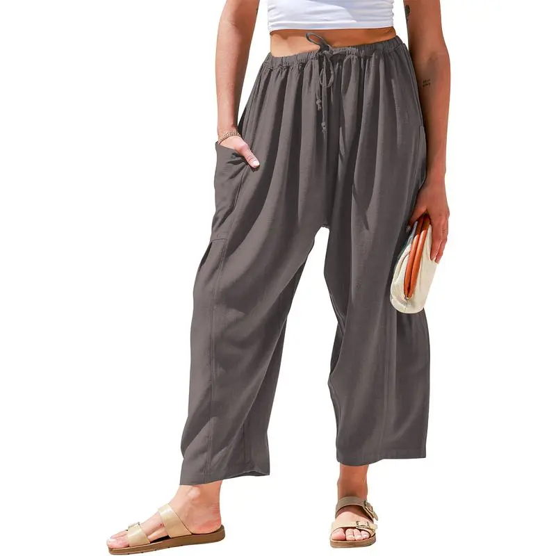 Womens Linen Wide Leg Pants