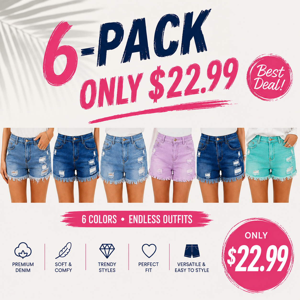 Women's Casual Mid Rise Denim Shorts