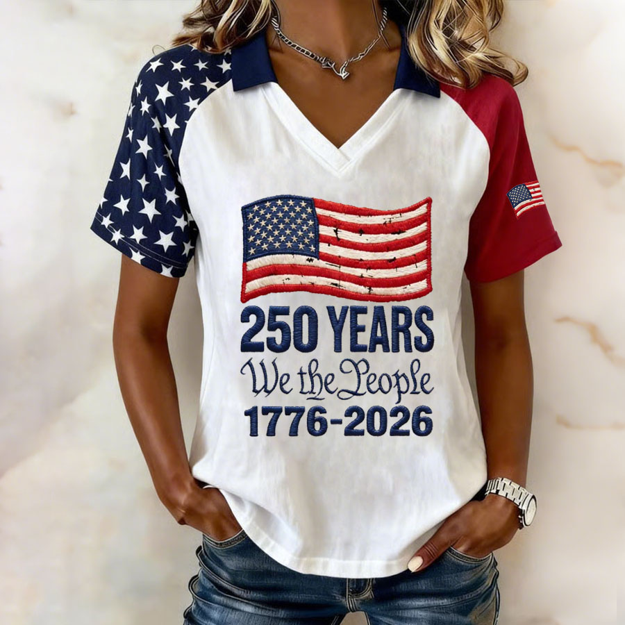 Women'S American Independence Day 250Th Anniversary Printed Short Sleeved T-Shirt