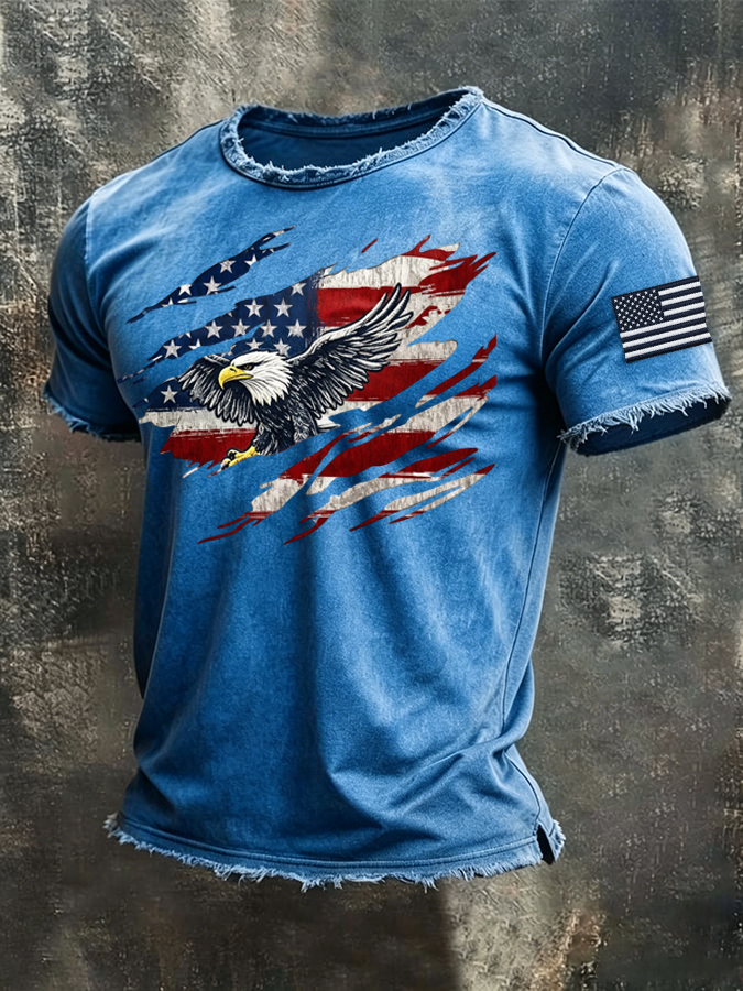 Men's American Flag Printed Casual T-shirt