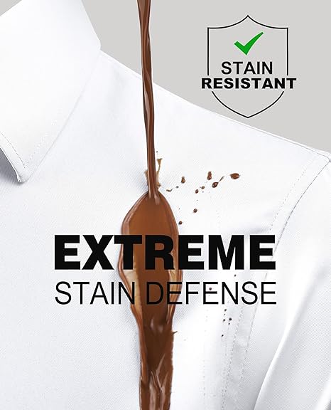 Men Long Sleeve Stretch Stain Proof Wrinkle Free Button Down Shirts Formal Shirts