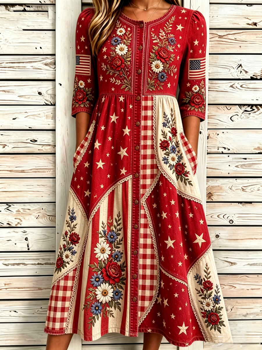 Women's Casual American Independence Day Print Art Casual Dress