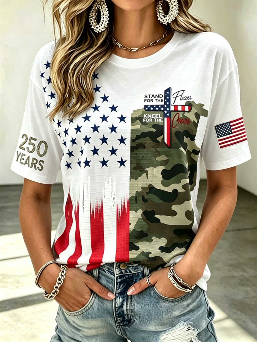 Women's USA 1776-2026 Print Casual T-Shirt