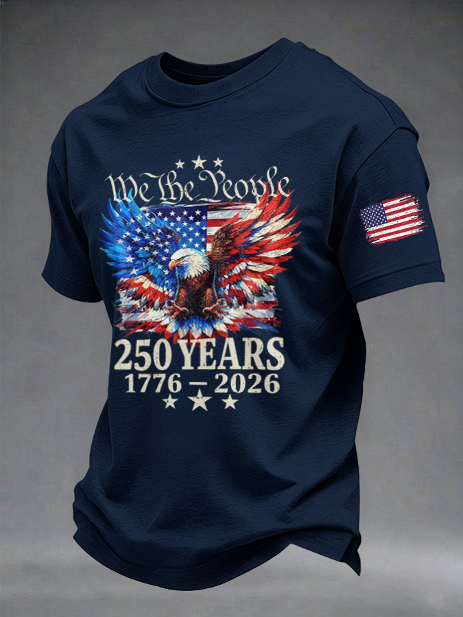 Men'S American Anniversary Flag Printed T-Shirt