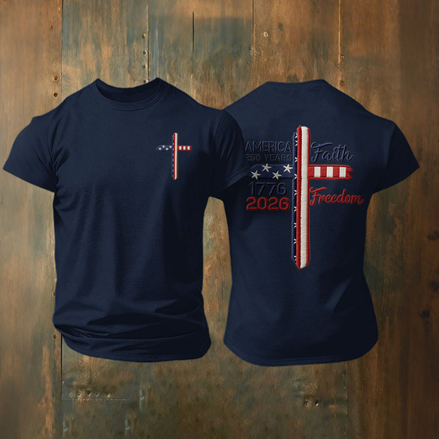 Men's American Flag Commemorative 250th Anniversary Classic Pattern Short Sleeve T-shirt