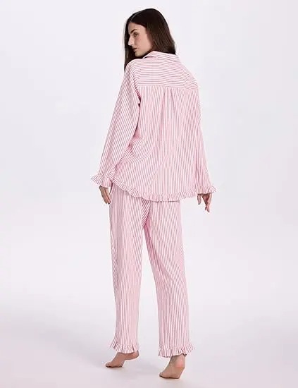 Women's Striped Button-Down Pajama Set