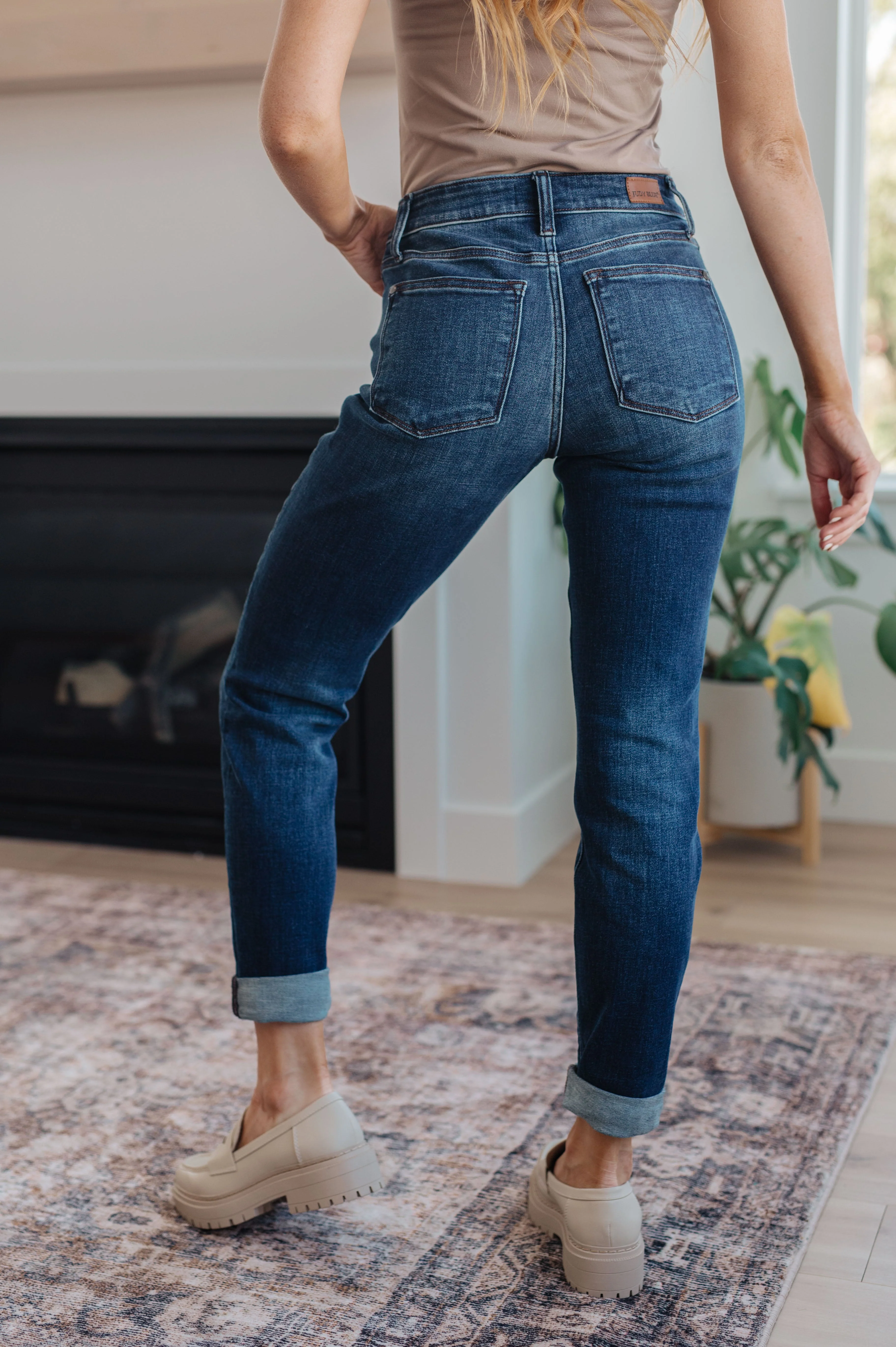 Mid Rise Cuffed Slim Fit Jeans