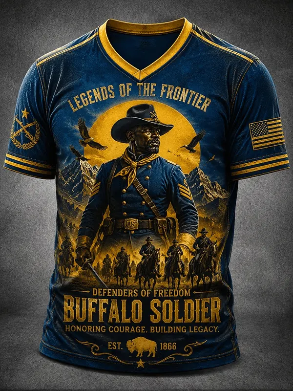 Men's Juneteenth Buffalo Soldier Cycling Art Print Top
