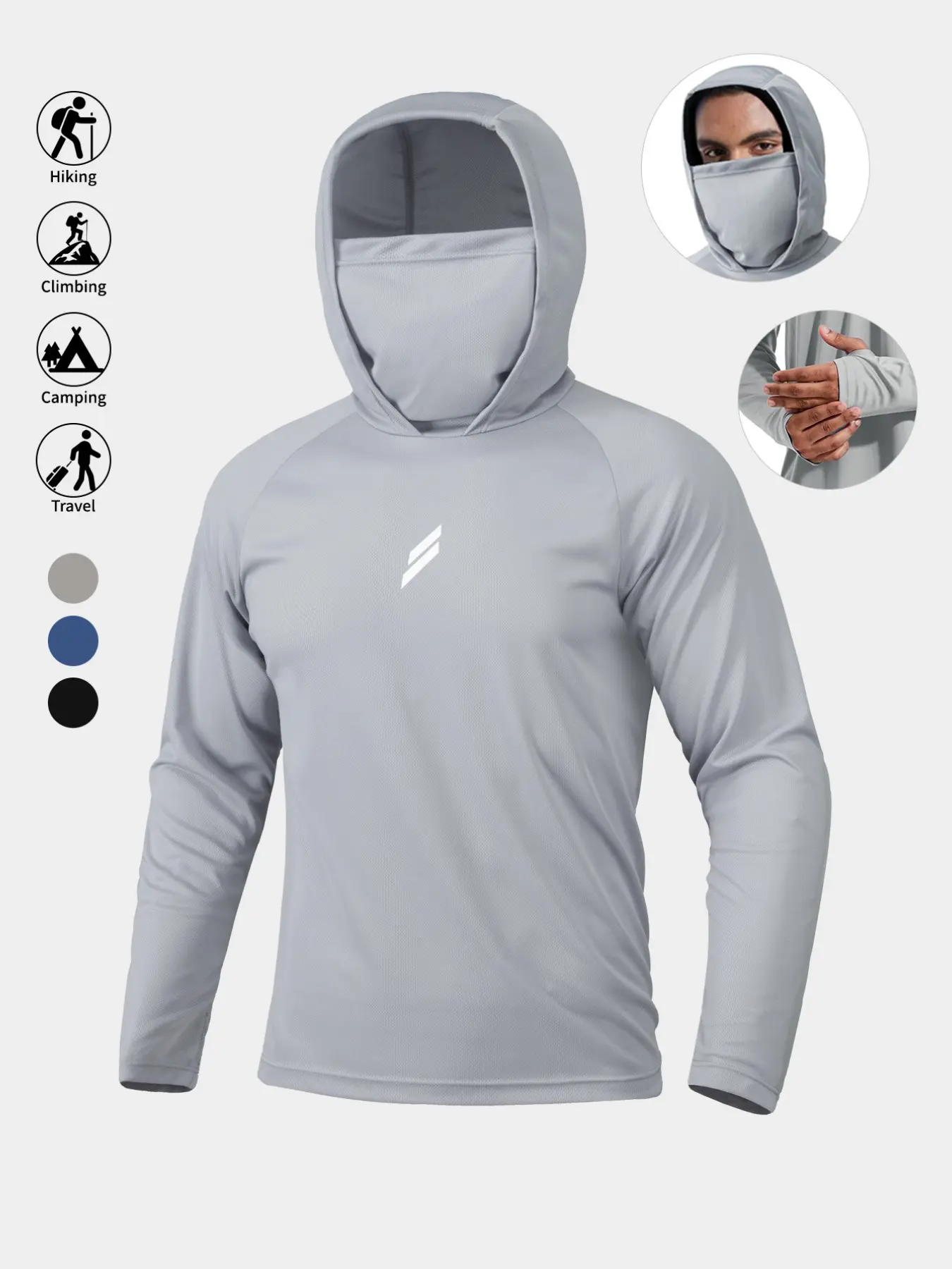 Men's Sun Protection Hoodie Set,FishingHoodiewithMask,Casual Breathable Fishing Jacket