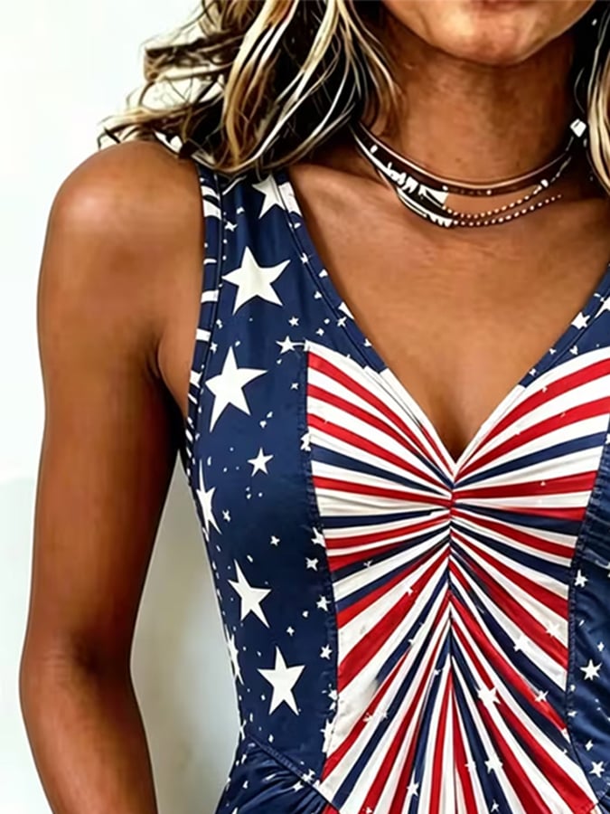 Women's Independence Day Printed Ruched Tank Top