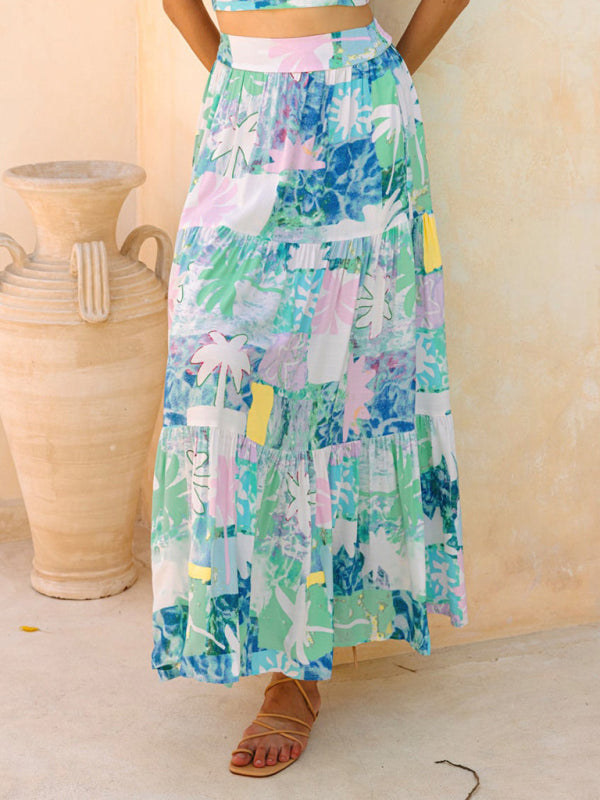 Christine's Teal Bohemian Resort Beach Maxi Skirt