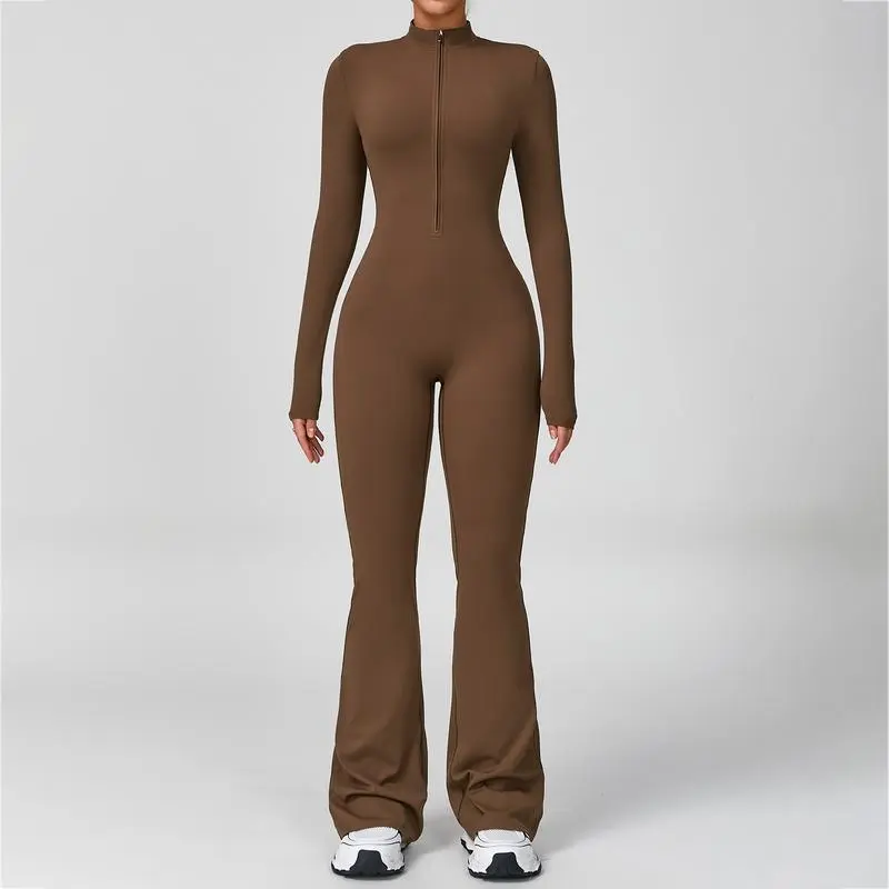 Women's Long Sleeve Flared Sports Jumpsuit
