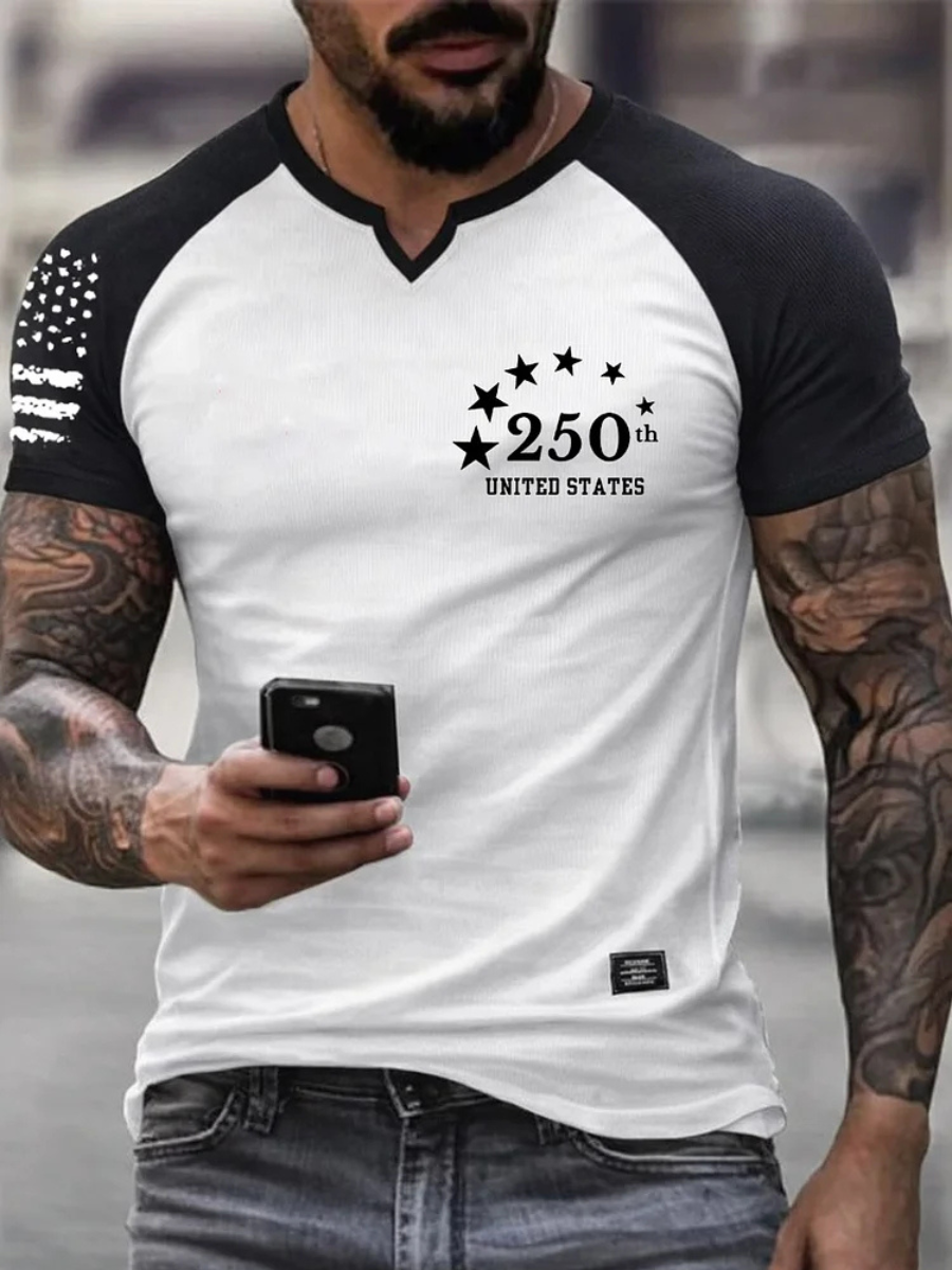 Men's Retro Patriotic Pattern Printed T-Shirt