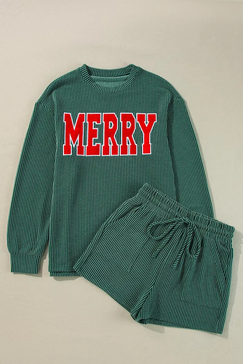 Women’s MERRY Graphic Christmas Two Piece Set