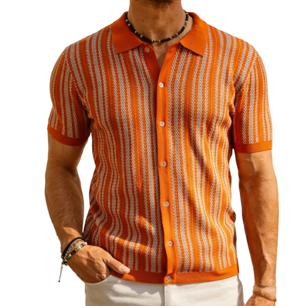 Men's Retro Button- Sweater Non-Stretch Shirt