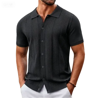 Mens Knit Button Down Shirt