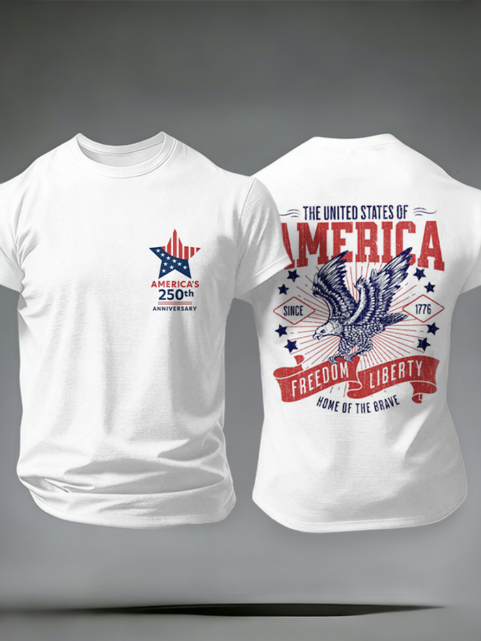 Men'S Casual American Founding Celebration Personalized Printed Round Neck T-Shirt