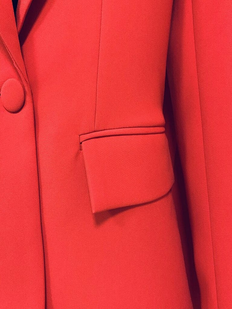 SoloveDress Red 2 Piece Peak Lapel Single Breasted Slim Fit Women's Suit