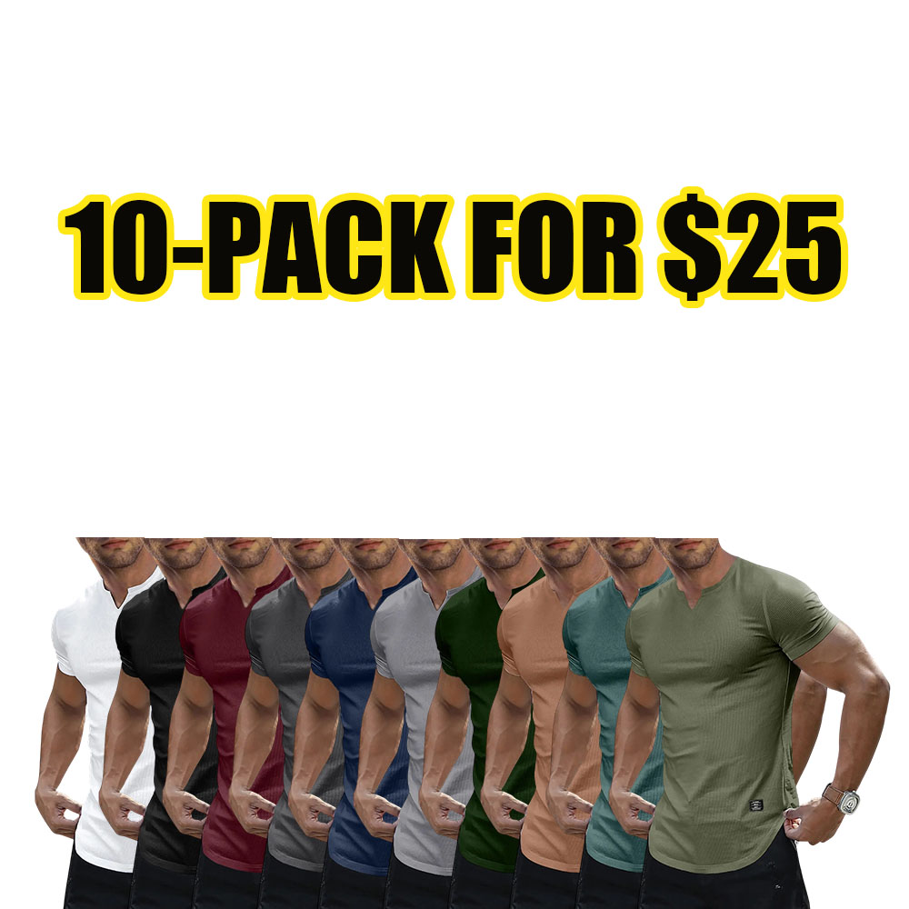 Men’s Muscle Fit V-Neck Longline Gym T-Shirt – Slim Athletic Workout Tee (XS–5XL)