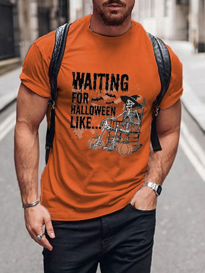 Men's Waiting for Halloween Print Short Sleeve T-shirt