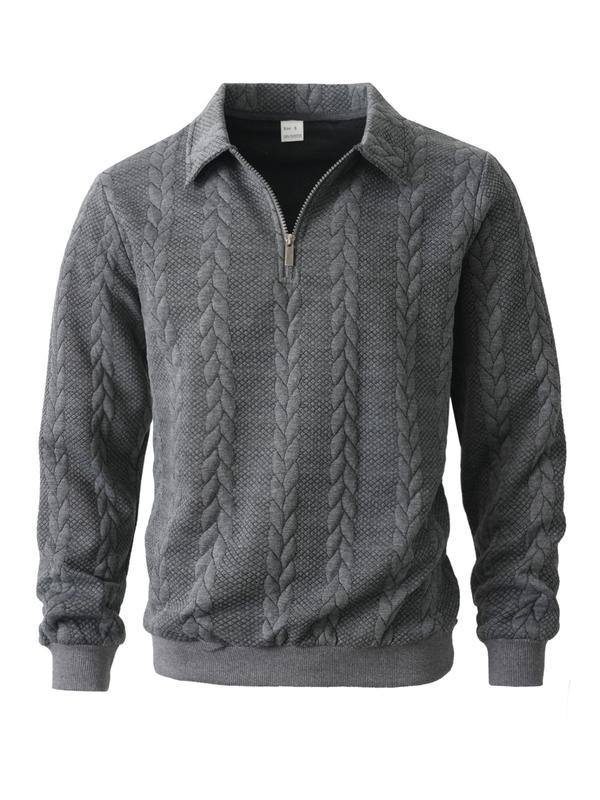 Men’s Knit Polo Neck Long Sleeve Sweatshirt – Fall & Winter Essential
