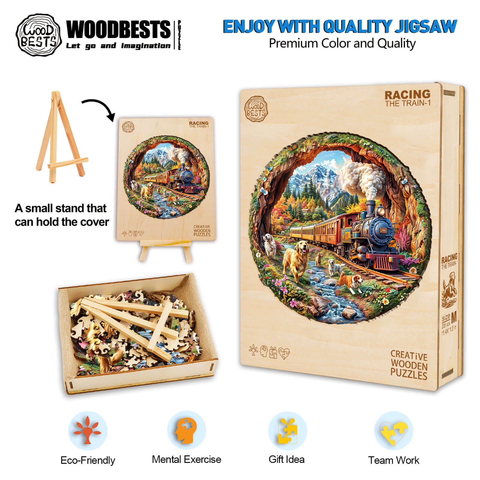 3D Racing the Train-1 Wooden Jigsaw Puzzle