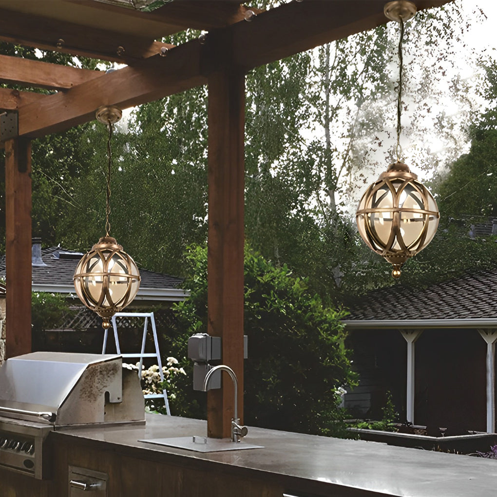 Waterproof Aluminum Glass Ball European-style Outdoor Chandelier Light