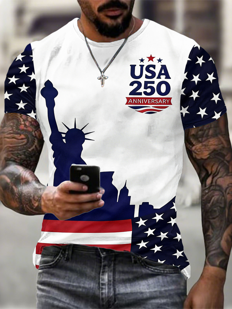 Men'S American Flag Commemorative 250Th Anniversary Classic Pattern Short Sleeve T-Shirt