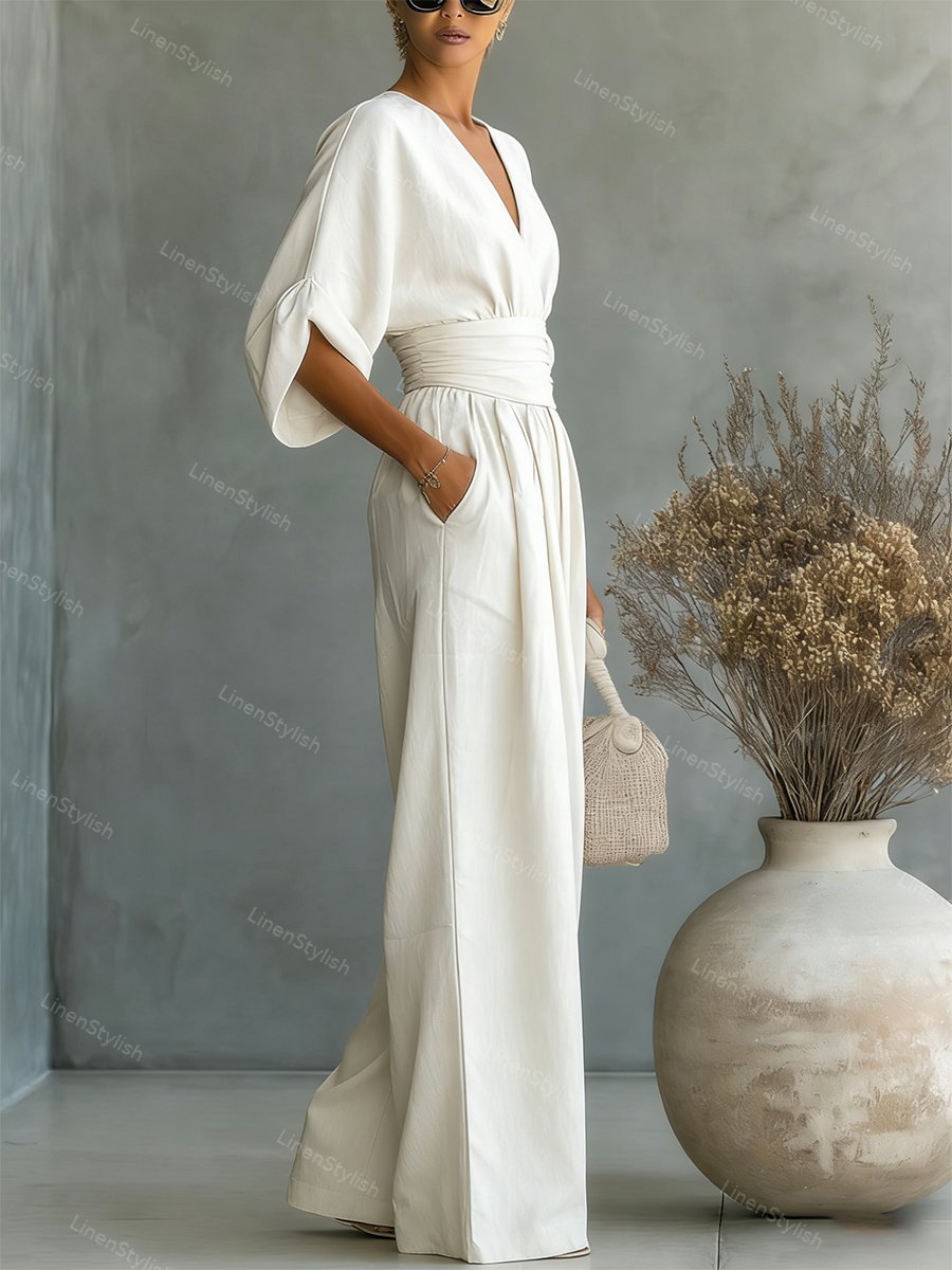 Essential V-neck Waist Jumpsuit Clearance Sale