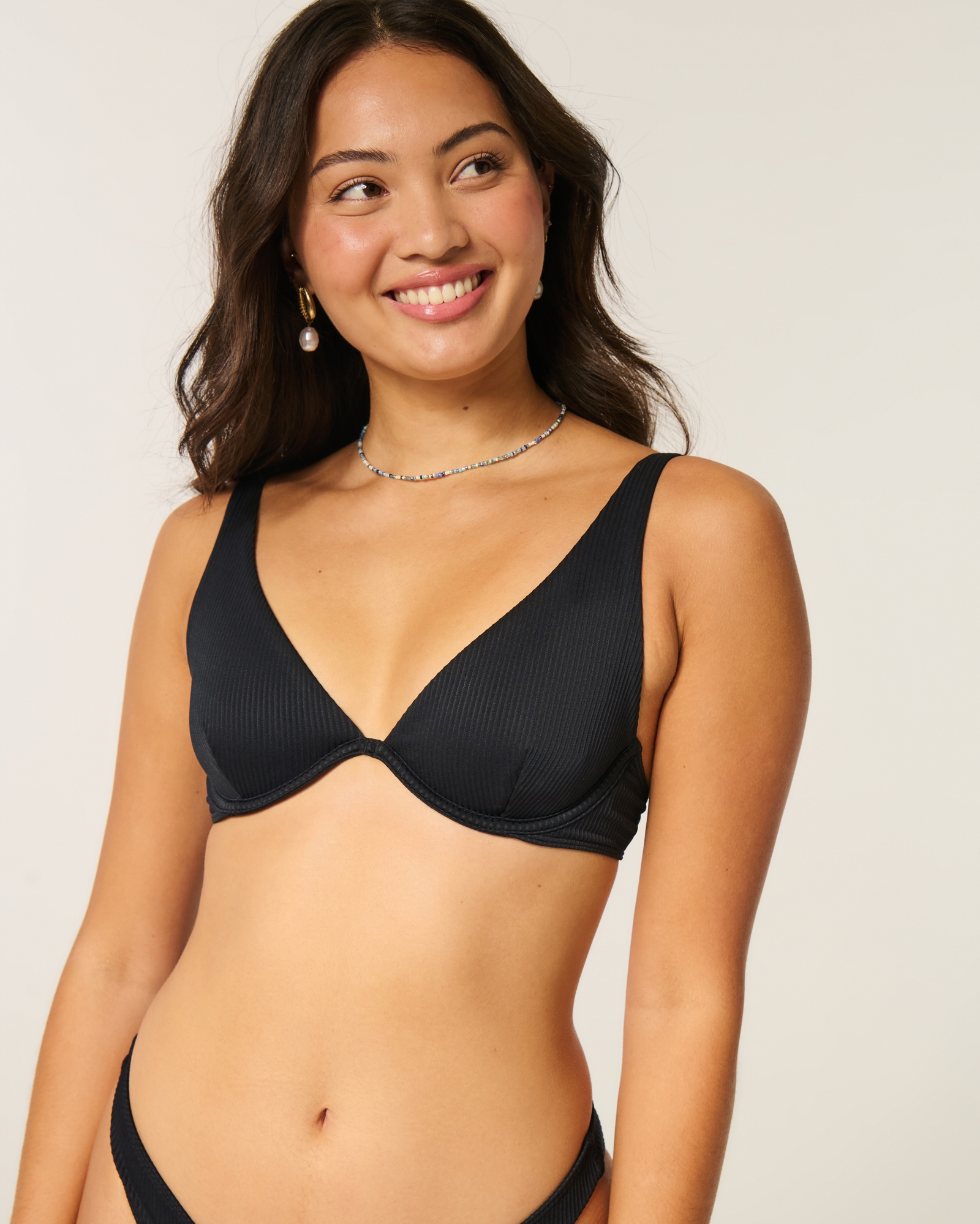 High Apex Ribbed Underwire Bikini Top
