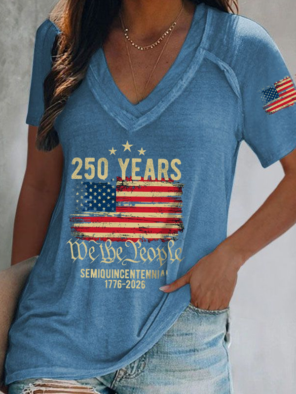 Women'S 250Th Anniversary Printed Casual T-Shirt From The United States