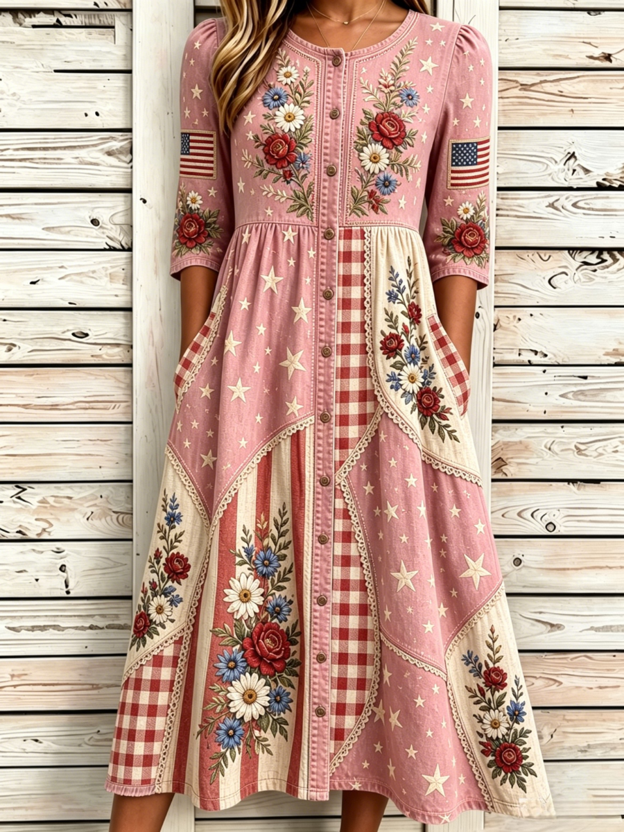 Women's Casual American Independence Day Print Art Casual Dress