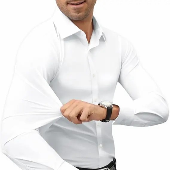 Men's 16-Way Stretch Slim Fit Dress Shirt – Breathable Quick Dry Long Sleeve Button Down, Wrinkle-Free Traveler Top