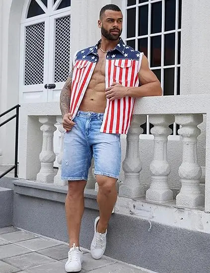 Unisex American Flag Print 3-Piece Set – Jacket, Bodysuit & Overalls