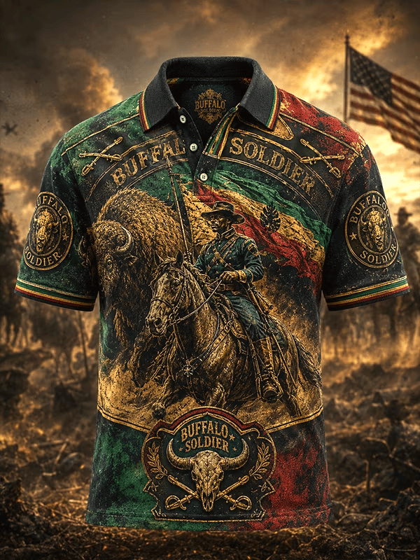 Men's Black Buffalo Soldier Print Top