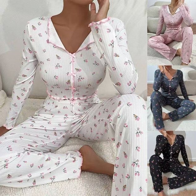 Simple V Neck Regular Fit Lounge Set