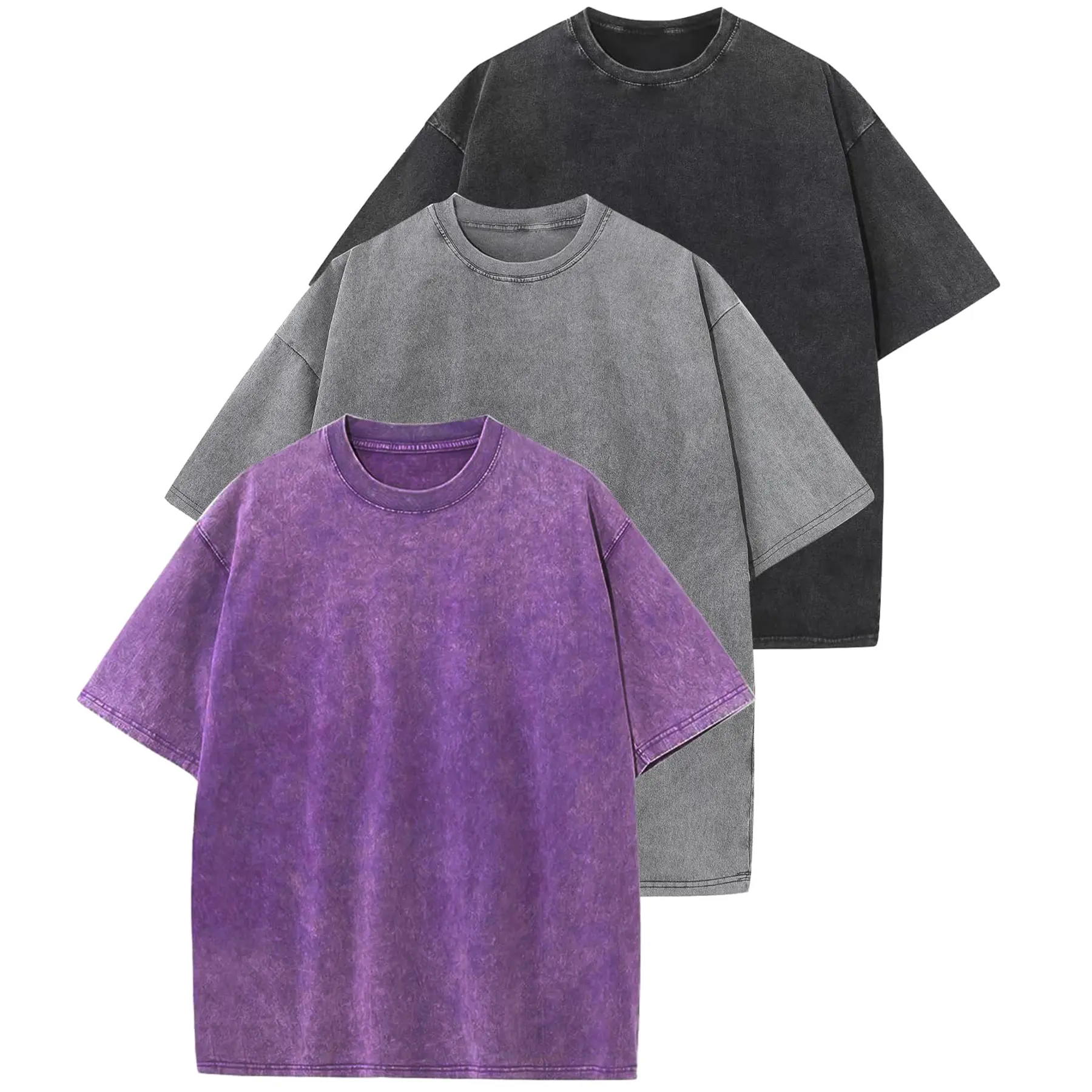 Women's Oversized T Shirts Acid Wash Cotton Crew Neck Half Short Sleeve Summer Unisex Tees Casual Loose Fit Solid Streetwear Comfortable Tops Basic Womenswear Plain Tshirt