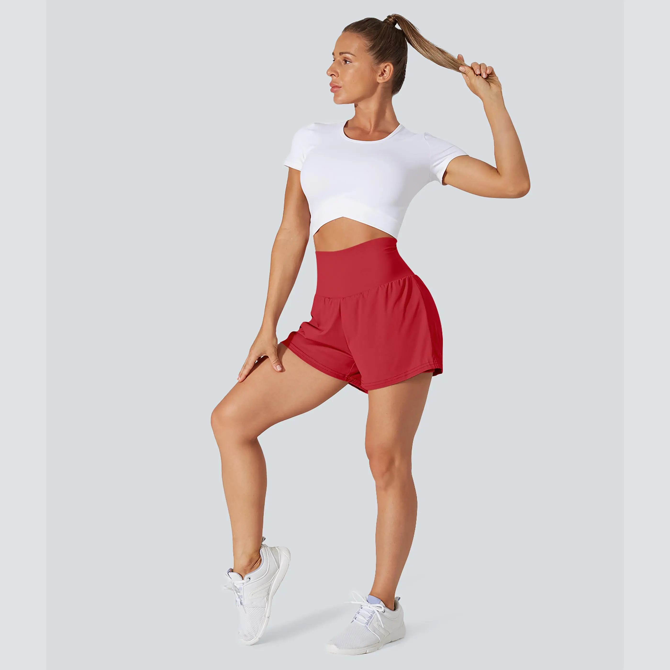 Super High Waisted Back Pocket & Side Hidden Pocket 2-in-1 Yoga Shorts 3