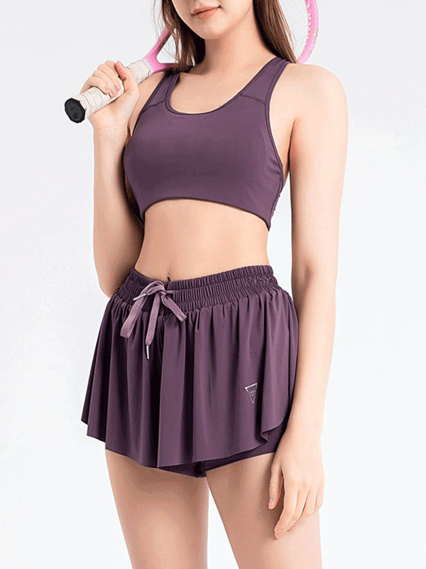 2 In 1 Shorts Yoga Clothes Running Fitness Sports Tennis Skirt Pants Large Size Sports Shorts
