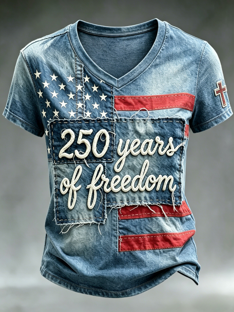 Women's 250th Anniversary Commemorative Faith Patch Printed T-shirt