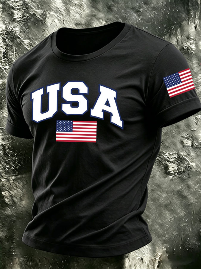 Men's The United States of America Printed Casual T-shirt