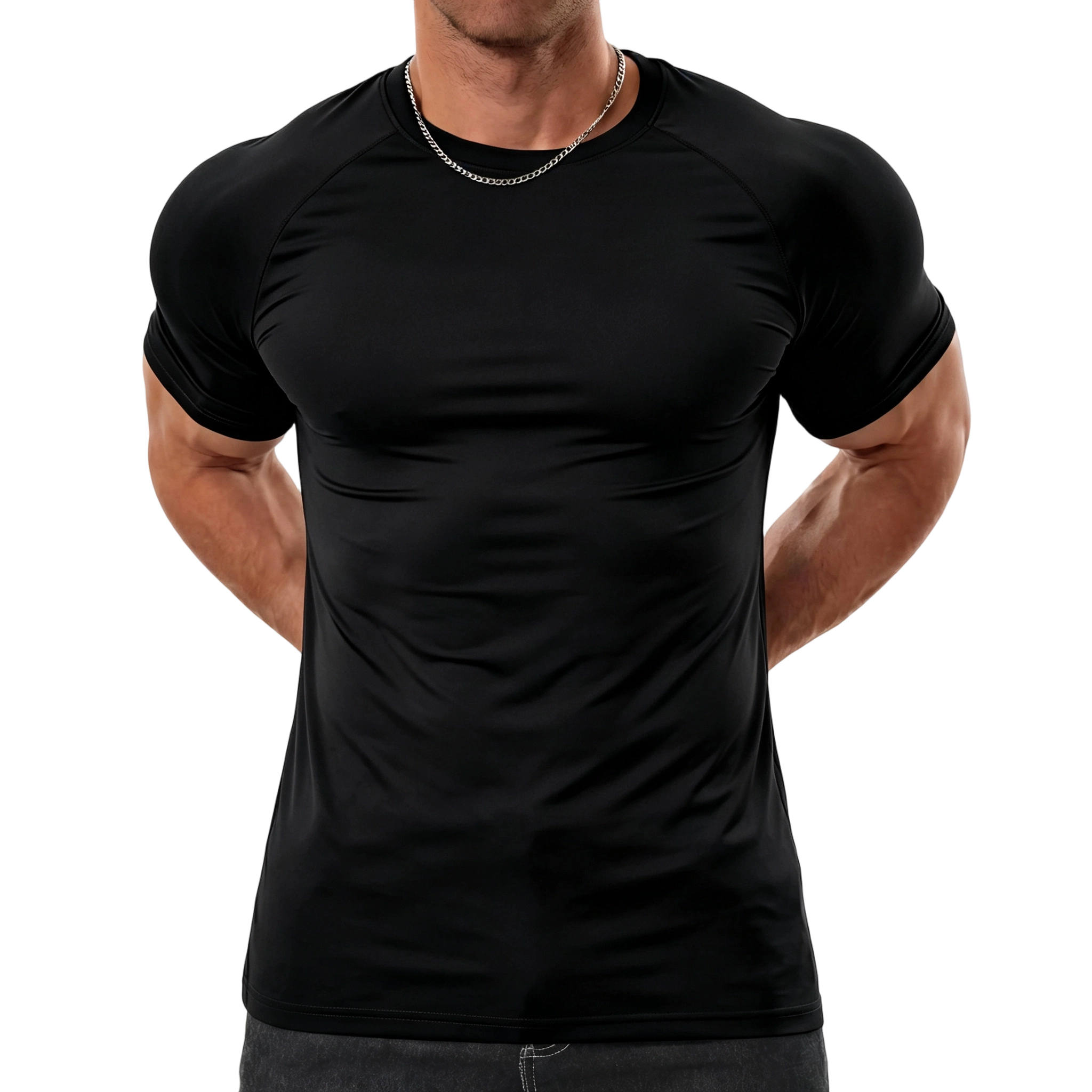 Men's Raglan Sleeve Tee, Athletic Tapered Fit, Arm-Enhancing Sleeves, Menswear Wrinkle-Resistant Stretch Fabric Gym Workout T-Shirt Fitness Running Tops