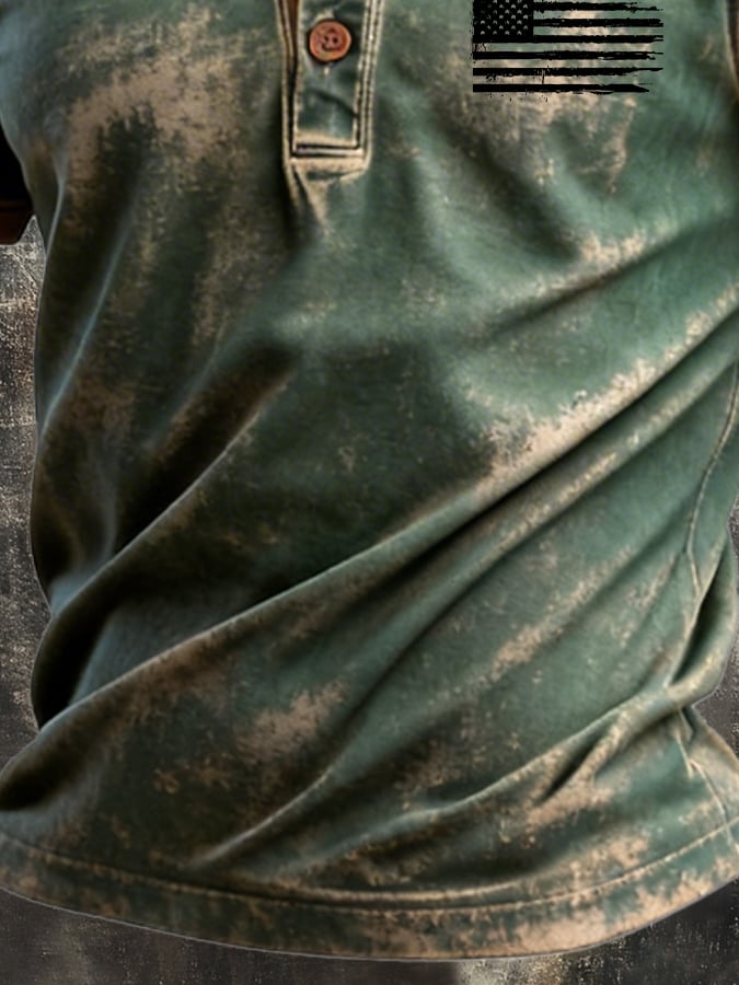 Men's Retro Patriot Camouflage Patchwork T-shirt