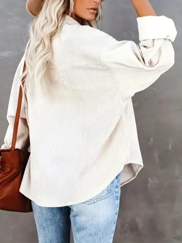 Women’s Preppy Collared Blouse – Minimalist 80s Style Button Down Shirt