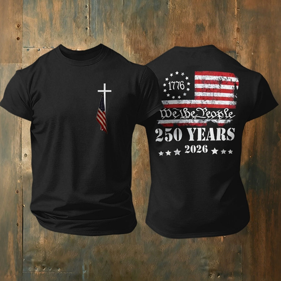 Men's American Flag Commemorative 250th Anniversary Classic Pattern Short Sleeve T-shirt