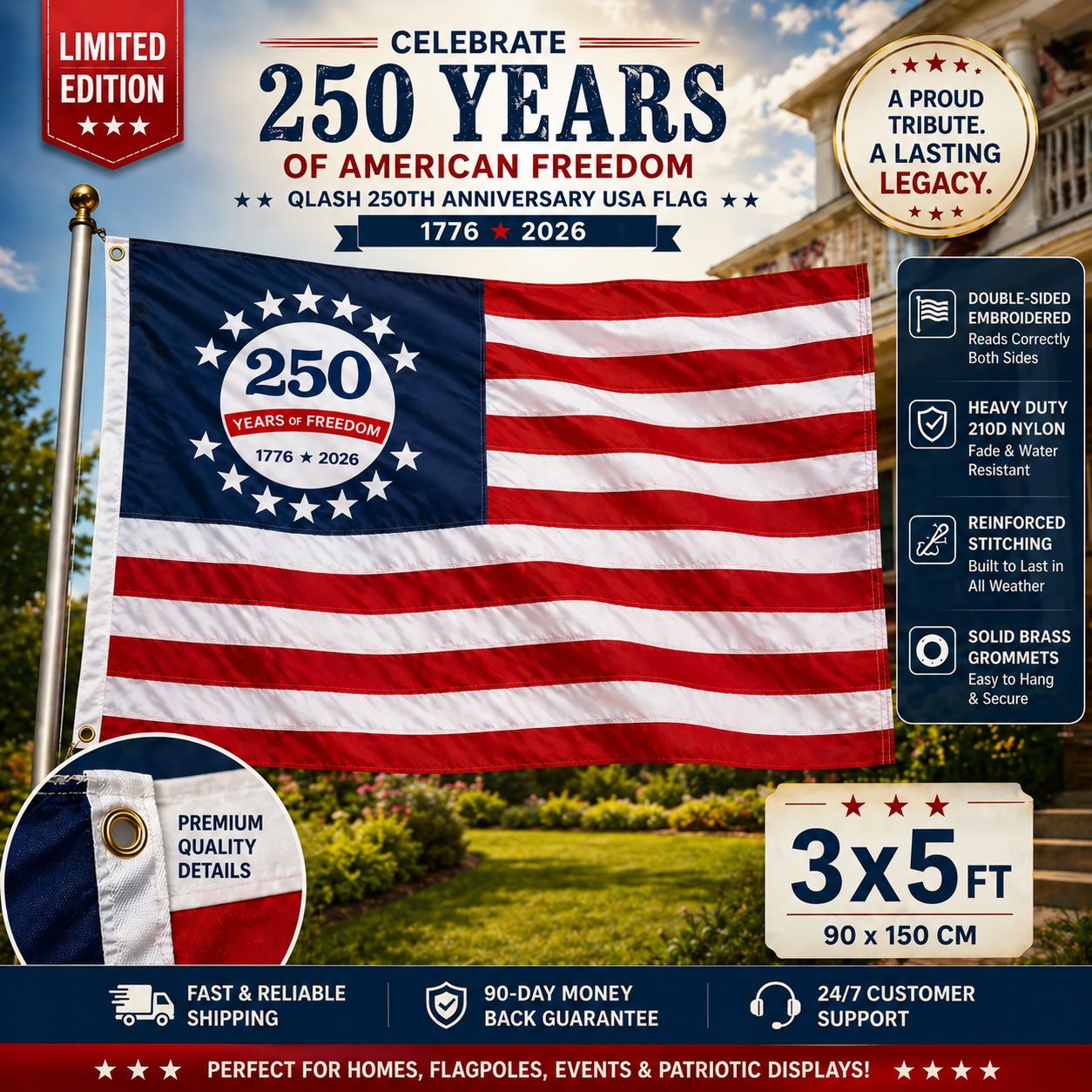 May Sale-250th Anniversary USA Commemorative Flag (3x5 Ft)