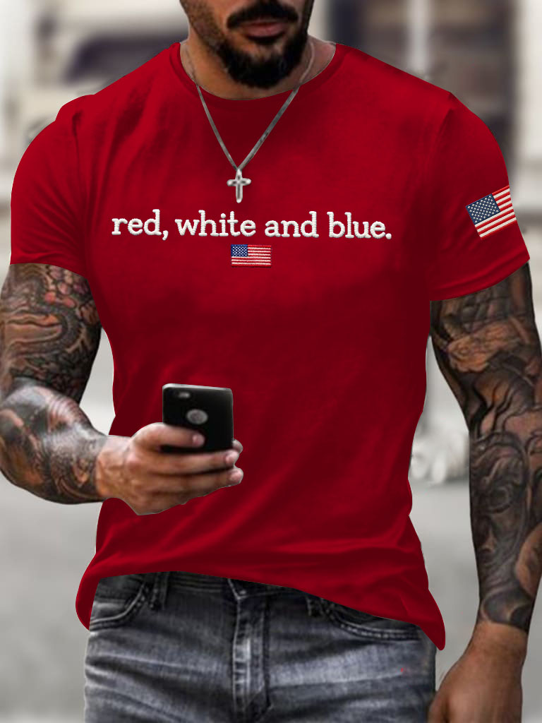 Men'S Red White and Blue T-Shirt